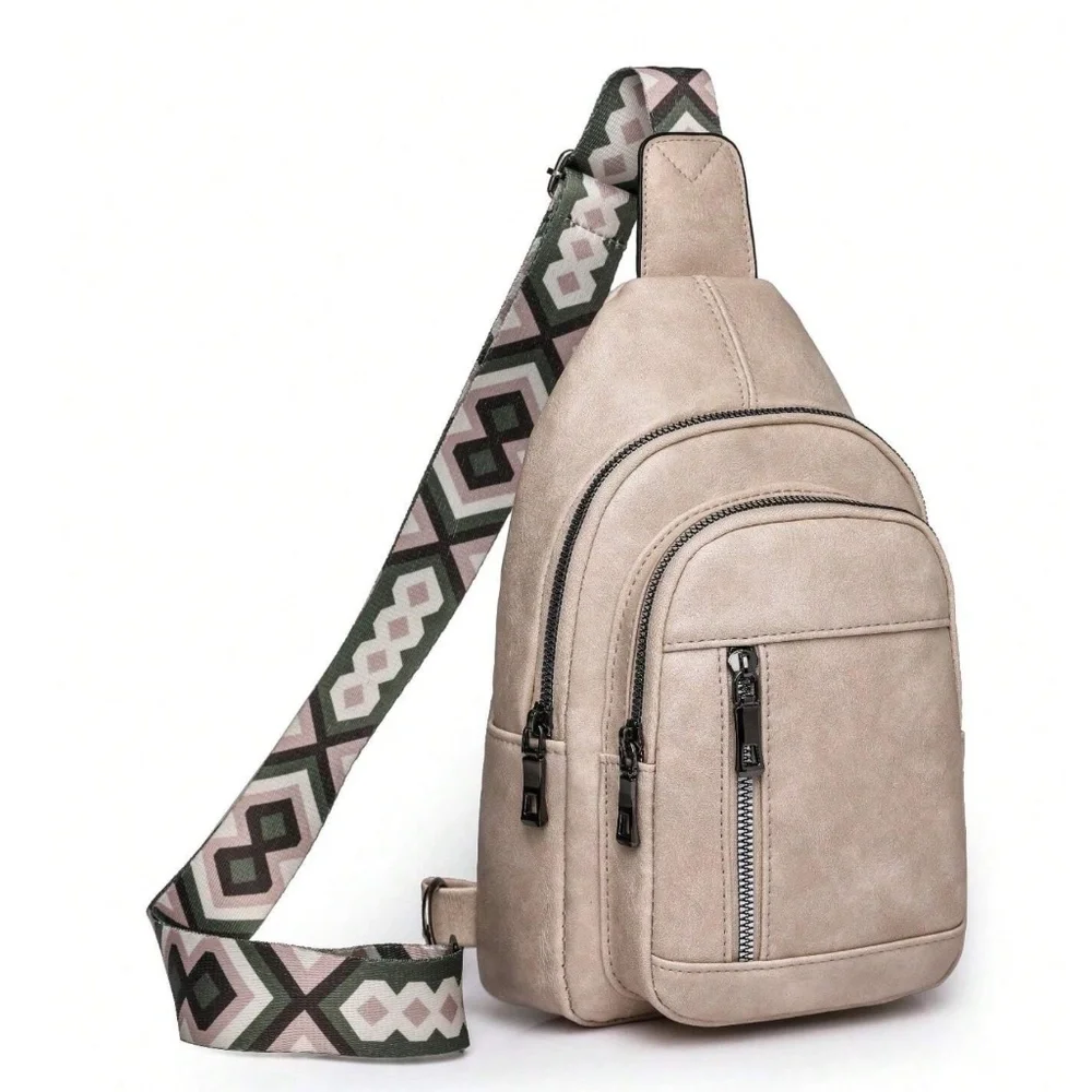 Luxe Vegan Leather Zip up Crossbody Back Pack Bag - Picture 4 of 16